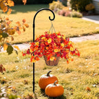 Hanging Artificial Fall Flowers Basket for Outdoors Outside 3PCS Fake Plants Faux Orange Fall Flowers for Outdoors Planters UV Resistant Silk Flowers for Home Porch Patio Garden Autumn Decoration