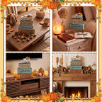 Lineshading 4 Pcs Fall Decoration for Home Fall Truck Decor Thanksgiving Tiered Tray Decor Thanksgiving Centerpiece Decorative Pumpkin Truck Block Signs Gift Farmhouse Autumn Table Decoration for Home