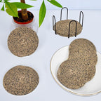 ABenkle 8 Pcs Drink Coasters with Holder, Cotton Woven Absorbent Coasters for Drinks, Minimalist Home Decor Coaster Set for Wooden Tabletop Protection Table, 4.3 inches
