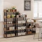 Furinno TURN-N-TUBE 5-Tier Display Shelf, Storage Shelves, Book Shelf, Open Shelves with Rounded Corner Top Edges, for Organization and Storage, Living Room, Home Office, Flagstaff Oak