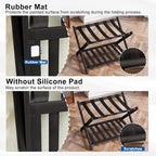 Smuxee Fully Assembled Luggage Rack for Guest Room, Upgraded Bamboo Foldable Suitcase Stand with 5 Nylon Straps, Luggage Holder with Shelf for Bedroom Hotel