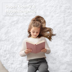 OLANLY White Round Rugs for Bedroom - Machine Washable, 3 ft Circle Area Rugs for Living Room, Soft and Fluffy Shaggy Carpet for Teen Girls and Boys, Nursery Rooms, Dorms, Home Decor Aesthetic