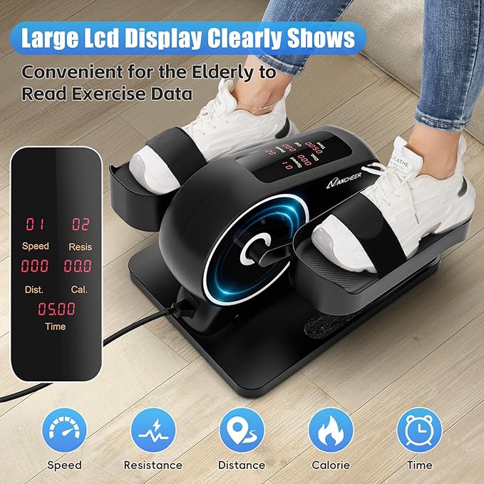 FUNMILY Under Desk Elliptical, Ultra-Quiet Elliptical Machine for Home, Upgraded Magnetic Control Leg Exerciser&12 Speeds Electric Elliptical for Seniors,100% Pre-Assembled Home Workout Equipment