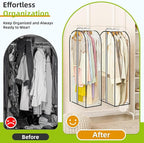 LANDNEOO 2 Pack Clear Garment Bags for Hanging Clothes with Zippers on Double Sides - 10'' Clothes Storage for Coat, Dress, and Fur in Closet - 40'' Long Suit Bags
