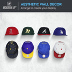 Modern JP Adhesive Hat Hooks for Wall (32-Pack) - Hat Rack for Baseball Caps, Minimalist Hat Display, Strong Hold Hat Hangers for Wall - USA Patented, White
