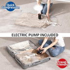 Hanging Vacuum Storage Bags, 4 Pack Hanging Storage Bags for Clothes With Electric Pump, Vacuum Sealed for Suits, Dress, Jackets (4 Long)