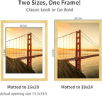 18x24 Picture Frame Gold Set of 3, Display Pictures 16x20 with Mat or 18 x 24 Without Mat, Poster Frames 18x24 for Wall Hanging Horizontal and Vertical