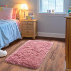 Small Blush Rugs for Bedroom, Fluffy 2x3 Rug Throw Non Slip for Bedside Dorm Kids Room, Plush Comfy Shag Carpet for Home Decor Aesthetic