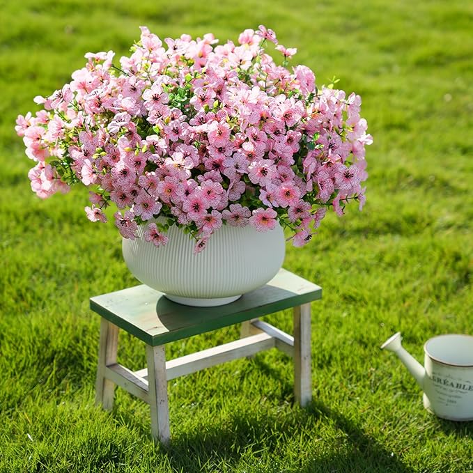 16 Bundles Artificial Flowers for Outdoor Realistic Faux Flower Spring Summer Garden Home Decoration, Hanging Daisy with Eucalyptus Leaves Fake Plants Greenery Balcony Porch Patio Front Door Decor