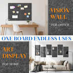 DOLLAR BOSS Large Cork Board for Wall 48" x 36" x 0.5" Bulletin Board 12 Packs Corkboard Tiles Self Adhesive Felt Wall Tiles for Office Home School, Dark Grey