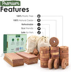 ecoKiwi Cedar Blocks for Clothes Storage Super Bundle Box - Cedar Hangers x10, Balls x30 & Rings x28-100% Natural Oil Planks & Chips for Closets & Drawers - Aromatic Red Cedar Wood with Sandpaper