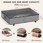 XXXL 78L Under Bed Storage with Wheels, Rolling Storage Containers with Clear Lid & Label, Heavy-Duty Metal Frame, Easy Pull-out, Underbed Storage Bins for Clothes, Shoes, Blankets, and Toys(2PACK)