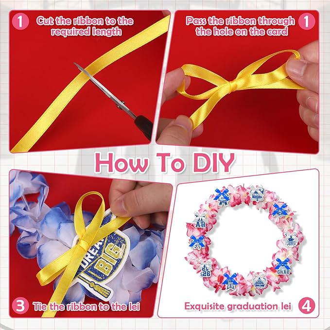 Leis for Graduation 2026, Artificial Flower Wreath with Cards Graduation Lays Gifts, Congrats Grad for High School