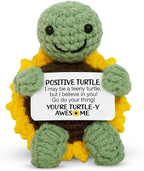 OASSIE Turtle Gifts for Women - Mini Handmade Positive Turtle Crochet Animals, Birthday Relaxation Graduation Gifts for Teen Girls Boys Daughter Mom Sister Friend Teacher Nurse Women
