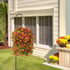 INQCMY Artificial Hanging Flowers Decoration, 4pcs Fake Floral Basket Plants for Outdoor Porch, Faux Shrubs Home Spring Decor UV Resistant Potted Violets for Outside Garden No Fade