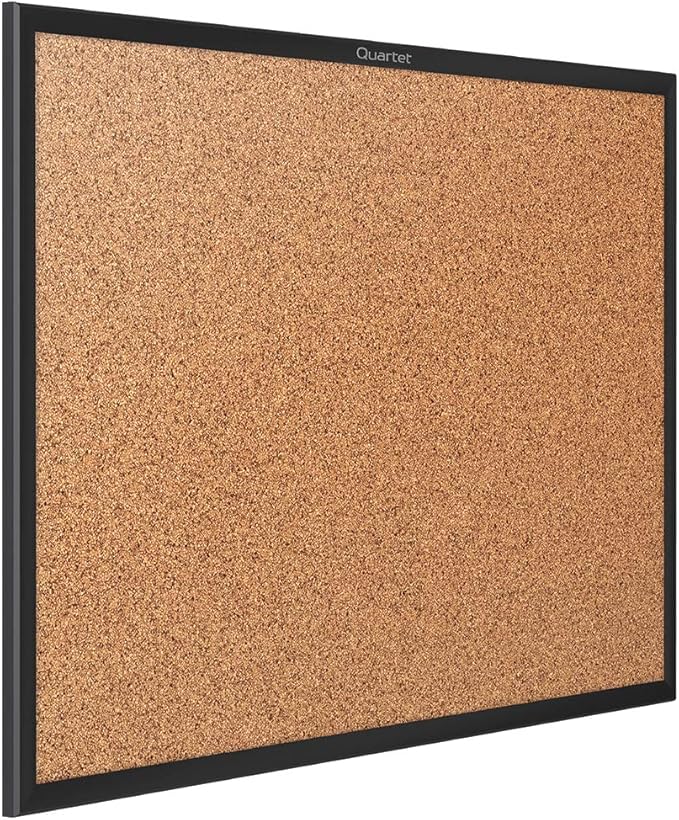 Quartet Cork Bulletin Board 36"W x 24"H Pin Board, Black Aluminum Frame (2303B)