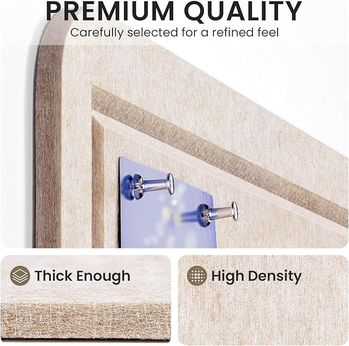 Large Bulletin Board, 60 X 35 Inches Felt Cork Board with 40 Pushpins, Foldable Felt Notice Pin Board Photo Display Board with Self-Adhesive Tape for Office Home School (Oatmeal, 60x35 inch)
