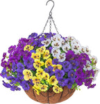 Ivydale 20 Bundles Fake Pansy Hanging Basket for Outdoor Decoration, Artificial Silk Pansies Hanging Plant, UV Resistant & Lifelike for Patio Garden (4-Mixed Color)