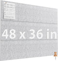 MaxGear Large Cork Board for Wall 48" x 36" Light Gray Bulletin Board, 12 Pack Felt Wall Tiles with Pushpins, Cork Boards for Office Pin Board Tack Board for Photo Meno Decor