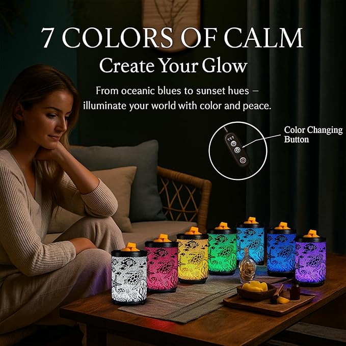 Leyoue Electric Wax Melt Warmer PTC Heating Plate with 7 Colors LED Changing Light Wax Warmer Fragrance Warmer for Home Office Gifts & Decor(Underwater World)