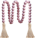 Meplait 39in Wood Bead Garland Farmhouse with Tassels,Versatile Prayer Beads Boho Chic Wall Hanging Home Decor (Pink)