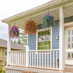 INQCMY 2Pcs Artificial Fake Hanging Flowers for Outdoors UV Resistant Artificial Plants for Spring Summer Decor Look Real Faux Flowers for Outside Home Planter Porch Patio Decor