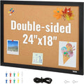 VEVOR Cork Board for Walls, Double-Sided Cork 24" x 18" Bulletin Board Vision Board, Push Pin Board with Framed for Office Home and School