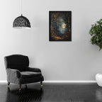 Vintage Framed Wall Art, Forest Gothic Decor, Dark Academia Celestial Moon Canvas Prints, Moody Landscape Painting Wall Decor for Living Room Bedroom – Black Wooden Frame 12x16in