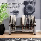 Vinyl Record Storage,80-100 LP Scalable Vinyl Record Holder,Retro Style Organizer,Metal Album Storage Rack for Magazine,Files,Book,Albums & Office Storage(Black)