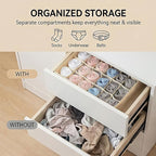 Beige 24 Grid 3 Pack Foldable Underwear Sock Storage Organizer, Non-Woven Fabric Closet Drawer Divider Bins for Socks, Ties, Baby Clothes, Dresser & Wardrobe Organization Boxes (Beige 3 Pack)