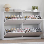 Shoe Cabinet with 4 Flip Drawers, Narrow Hidden Shoe Storage Cabinet, Slim Freestanding Shoe Rack Organizer for Entryway, Hallway, Bedroom, Living Room