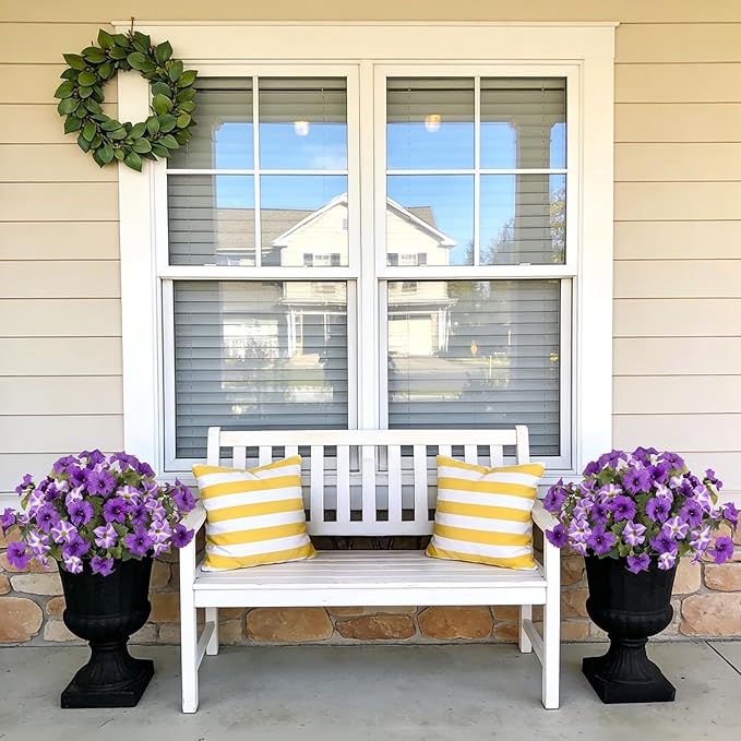6 Pcs Artificial Flowers Fake Petunias for Outdoors, Faux Flowers for Outdoor Planter, UV Resistant Realistic Fake Plants for Outside No Fade for Garden Porch Patio Indoor Room Decor(Purple)