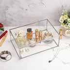 Hipiwe Vintage Silver Rectangle Jewelry Display Organizer Box with Lid, X-Large, USSN202312DUH