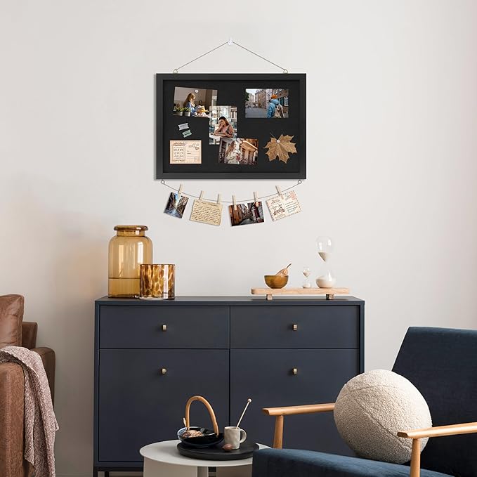 DAHAPYBOO Cork Board with Linen Black 2Pack,Bulletin Board 17"x12", Corkboards for Office Home School Message Board or Vision Board Decoration.