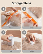 BAGSMART Vacuum Storage Bags for Travel with Rechargeable Air Pump, Portable Space Saver Bags for Travel & Home, Vacuum Compression Seal Bag for Clothing, Blanket, 15 Pack-Pink