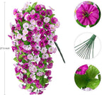 Artificial Fake Hanging Flowers Plants for Outdoor Decoration, 2PCS Faux Silk Morning Glory Long Vines Stems UV Resistant Look Real for Outside Home Porch Patio(Violet)