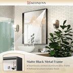 Keonjinn 30 x 30 Inch Black Bathroom Mirror for Over Sink Square Wall Mirror Matte Black Metal Framed Mirrors, Modern Farmhouse Rectangle Mirrors with Aluminum Alloy Frame(Horizontal/Vertical)