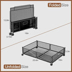 Under Bed Storage with Wheels, Foldable Metal Mesh Underbed Storage Container Bins, Tool-free Assembly Clothes Drawer Organizer,2Pack