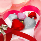 36PCS Heart Ornaments, 2 Sizes Shaped Hanging Ornaments in Red Pink Silver Colors, Glossy Baubles for Love Day Decor, Decorations for Wedding Party