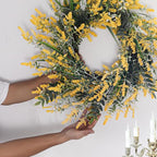 26'' Large Lavender & Eucalyptus Wreath for Front Door Window - Artificial Eucalyptus Leaves Greenery Outdoor Wreath for Wedding Farmhouse Porch Wall Room Home Decor (Yellow)