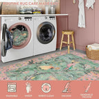 Lahome Botanical Birds Pink Rugs for Bedroom Girls, 5x7 Washable Living Room Dining Room Rugs for Under Table, Vintage Indoor Carpet Throw Nursery Carpet for Kids Classroom (5x7ft,Pink)