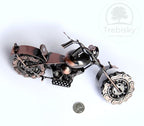 Trebisky Metal Motorcycle Sculpture (Copper Chopper) – Vintage Scrap Art Desk Decor for Office & Home, Unique for Dad, Men, Father, or Biker Enthusiasts
