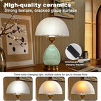 Table Lamps Ceramic Retro Lamp for Living Room,16.73" Modern Bedside Nightstand Traditional Lamps, Classic Chinoiserie Green Glass Lamp for Home (French Country)