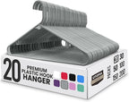 Utopia Home Plastic Hangers 20 Pack - Space Saving Clothes Hanger - Durable & Strong Closet Organizers and Storage with Built-in Strap Hooks - Essential for Shirts, Pants, Skirts & Coats (Grey)