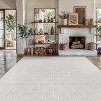 Micro Loop Indoor Rug White 6x9 Boho Geometric Neutral Area Rugs for Living Room Soft Luxury Modern Low and High Pile Durable Stain Resistant Non-Shedding Indoor Area Carpet 6 x 9