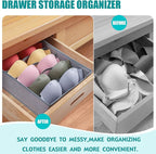 Bra Storage Drawers Organizer for Clothing Underwear Drawer Organizer Dividers Foldable Storage Cube Bins for Bra,Socks, Underwear,3 Pack （Grey）