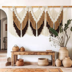 IOWER Macrame Wall Hanging Boho Wall Hanging Brown Dorm Wall Decor Craftsmanship Handmade Tassel Knotting Boho Fiber Art Home Room Decor 47" W x 25" L