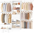 Closet System - 8FT Closet Organizer System with Wooden Drawers, 96" Closet Systems for Walk-In Closets with Cuttable Hanging Shelving, White