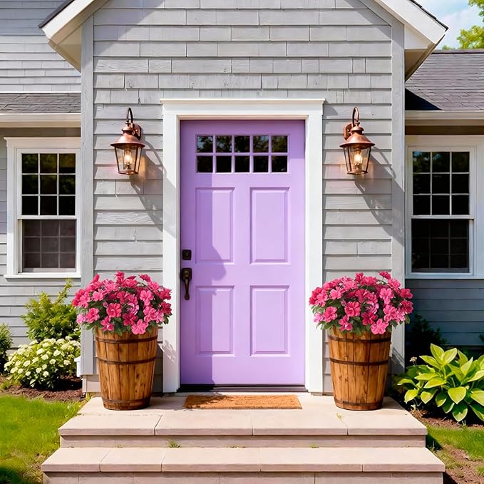 Artificial Fake Flowers for Outdoor, 8 Bundles Faux Plants Silk Flowers Spring Decoration UV Resistant No Fade Plastic Flowers for Outside Planters Home Porch Patio Yard Garden Decor