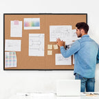 Extra Large Cork Bulletin Board 60" X 48", Foldable Notice Pin Board for Wall, Black Aluminum Framed 5'x4' Corkboard, Wall Mounted Noticeboard with 36 Push Pins for School, Home & Office